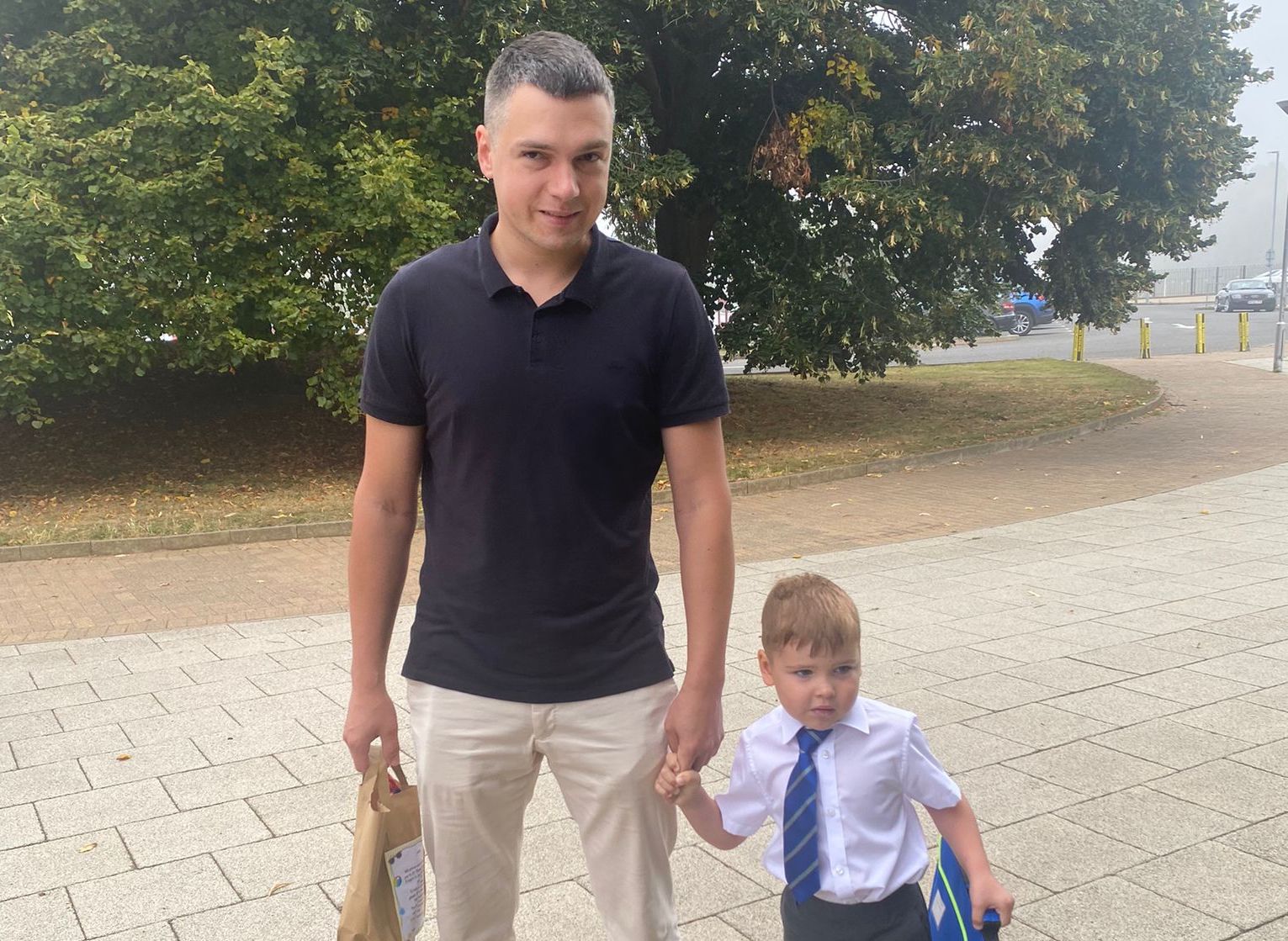 father and son on first day of school